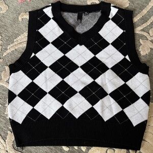 Garage - Black and White Argyle Sweater Vest